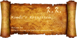 Komár Krisztina névjegykártya